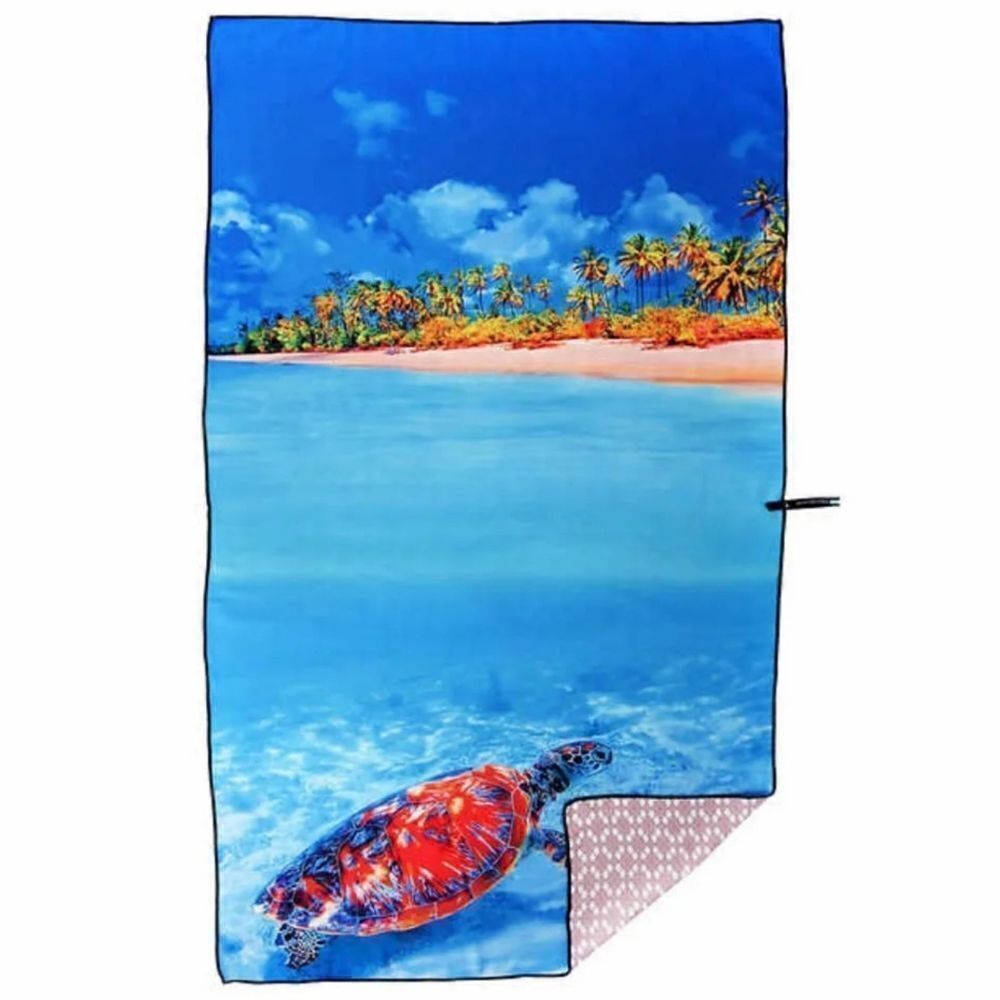 New Whitley Willows Reversible Microfiber Packable Towel 35" x 70" Sea Turtle